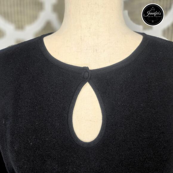 Axcess (Liz Claiborne) Black Front Button Keyhole 3/4 Sleeve Sweater Size Large - Picture 3 of 8